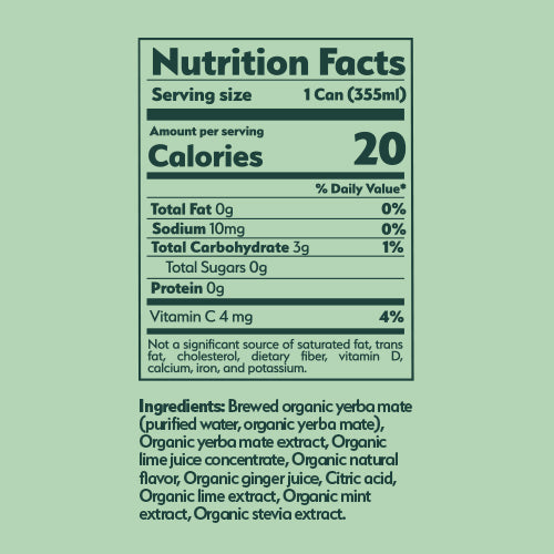 natural glp 1 yerba mate Mint Limeade – Zero Sugar Yerba Mate – Mateína